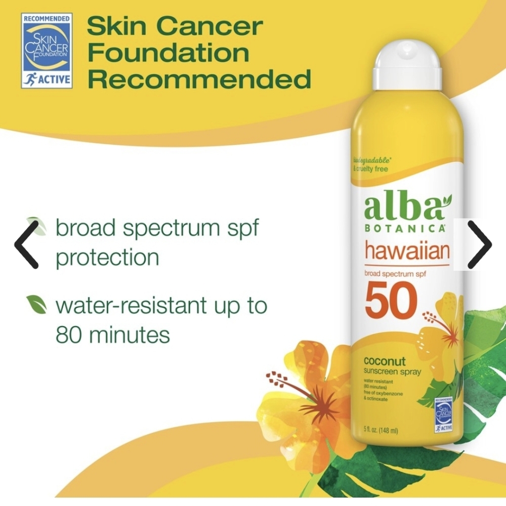 Alba Botanica Broad Spectrum Sunscreen Spray, SPF 50, Hawaiian Coconut